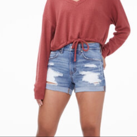 Aeropostale Seriously Stretchy High-Rise Denim Midi Shorts